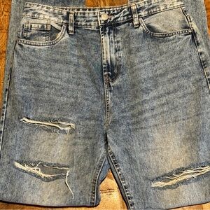 (9) Refuge DAD OVERSIZED ULTRA HIGH RISE Distressed Sunday Jeans